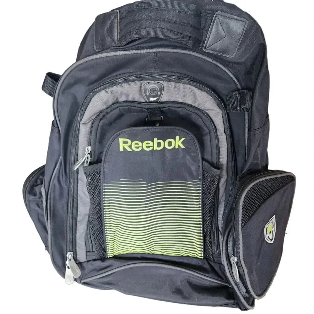 Reebok Pro 5-Pockets Logo Sports Backpack Bag, Black